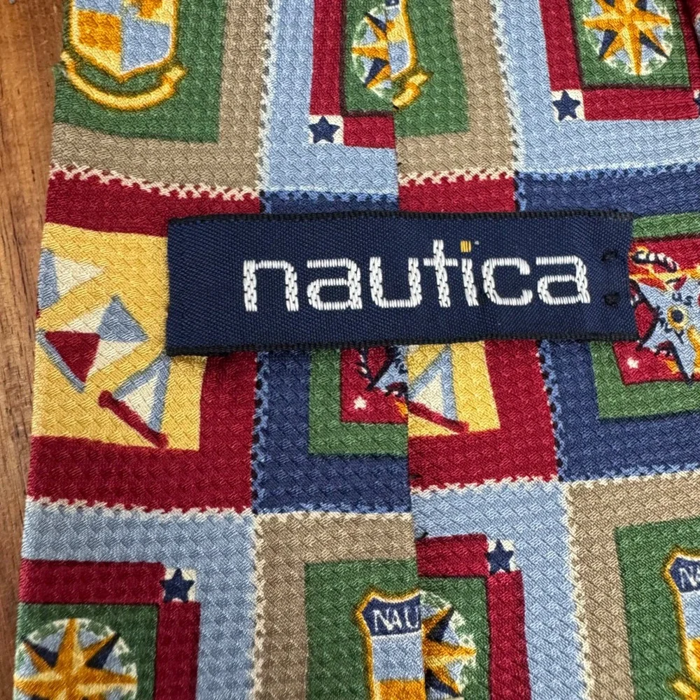 Nautica Men's Nautical Theme Silk Blend Necktie Patchwork Sailing Tie‎